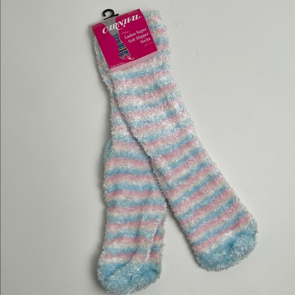 Carnival Lady Super‎ Soft Slipper Fuzzy Striped Socks